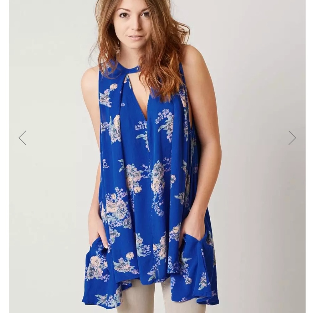 Free People Tree Swing Tunic Blue Size XS NWOT